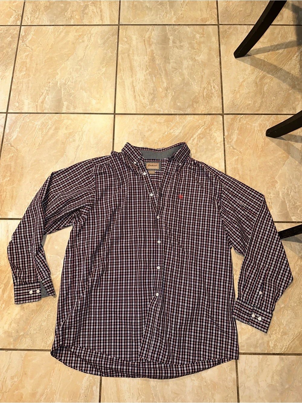 Blue & Red Plaid ARIAT Mens Button down Shirt Size XL